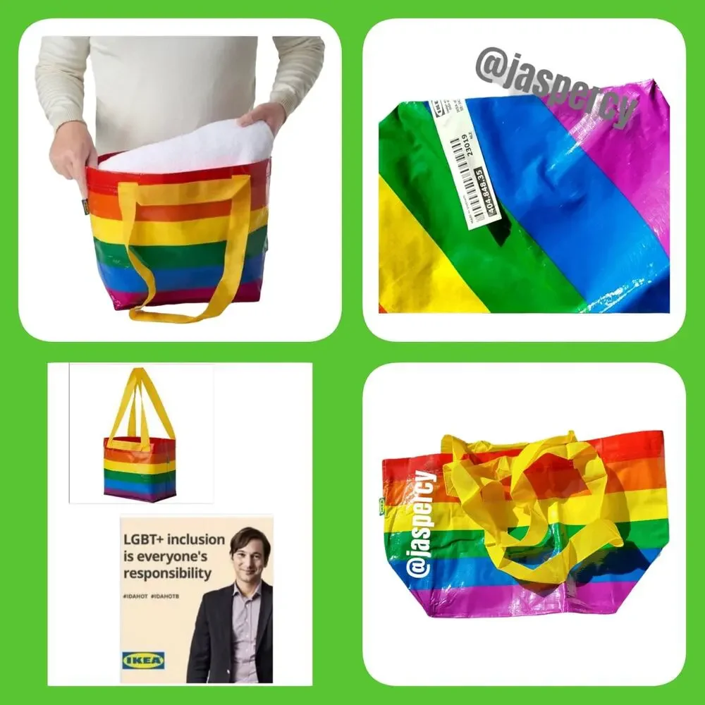 IKEA - Storstomma Large and Small Multicolor Bag Tote Support LGBTQ+ Gay Pride